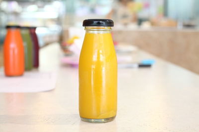 Close-up of drink served on table