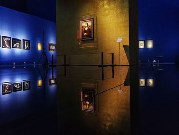 Illuminated corridor of building