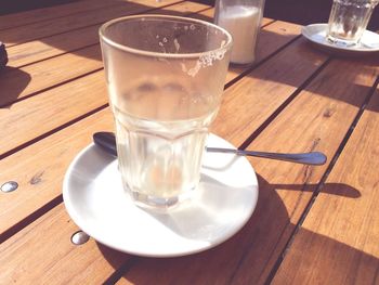 Close-up of coffee on wooden table