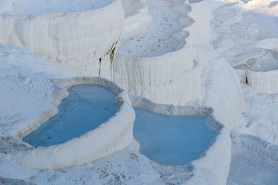 Panoramic view of travertine terraces