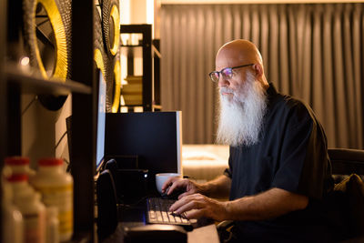 Man working on table