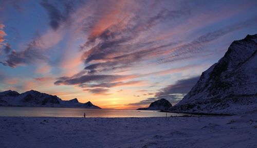 Scenic view of beach during sunset