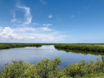 Scenic view of lake against sky