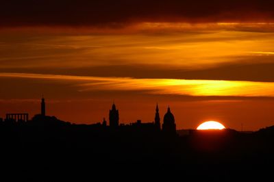 Silhouette of temple during sunset