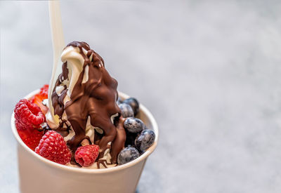 Close-up of ice cream in bowl