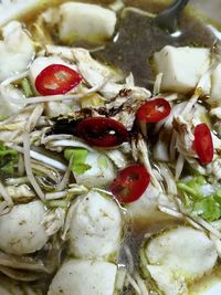 Close-up of chopped fruits in plate