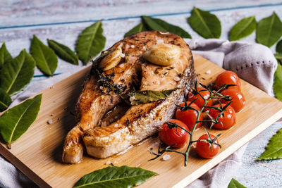 Close-up of vegetables on cutting board