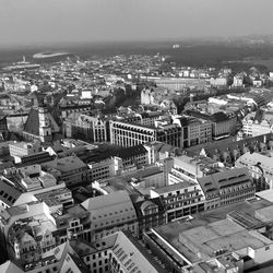 High angle view of buildings in city