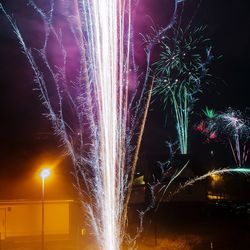 Firework display at night