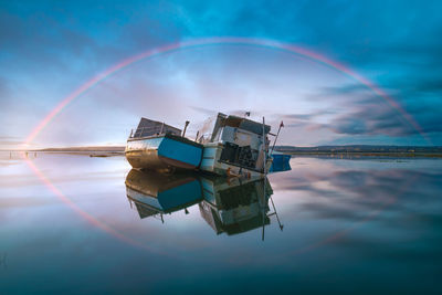 Reflection of rainbow in water