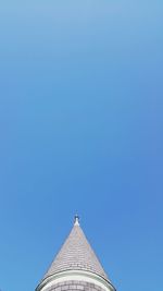 Low angle view of building against clear blue sky