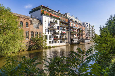 Germany, saxony, leipzig, apartments along white elster canal