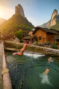 View of people in water