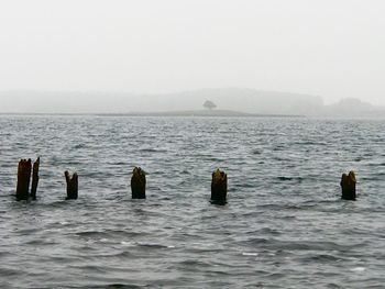 View of calm sea against clear sky