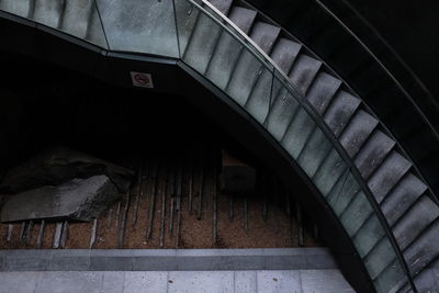 High angle view of steps in building