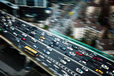 High angle view of traffic on road