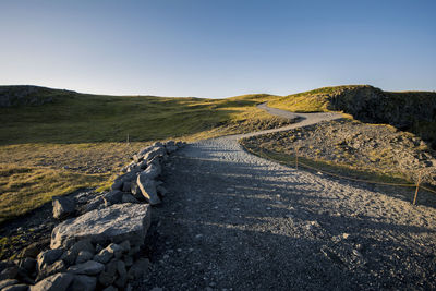 Scenic view of mountain against clear sky
