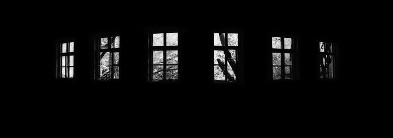 Silhouette of building in dark room