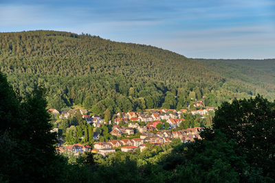 High angle view of townscape against sky