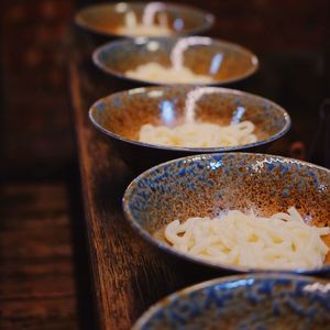 Close-up of bread in bowl on table