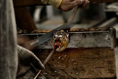 Close-up of hands working