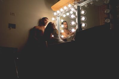 Actor sitting in dressing room