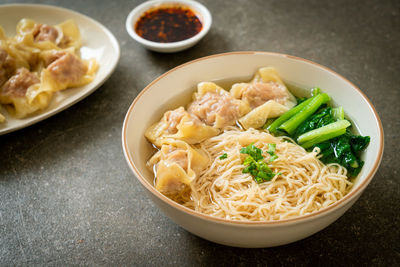 Close-up of food in bowl on table