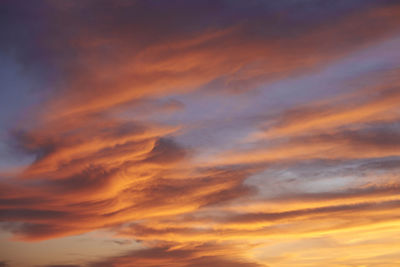 Low angle view of orange clouds in sky