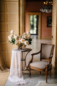 Potted plant on table at home