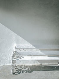 High angle view of empty staircase against wall