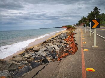 Scenic view of sea shore against sky