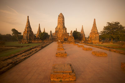 Wat chaiwatthanaram against sky during sunset