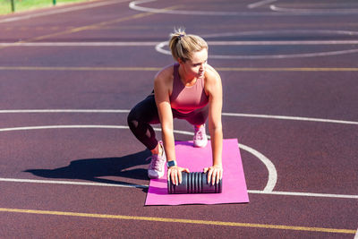 Full length of woman running