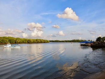 Scenic view of lake against sky