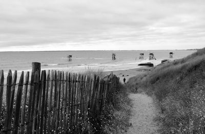 Scenic view of sea against cloudy sky