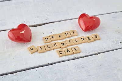 High angle view of heart shape on table