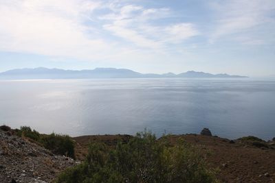 Scenic view of sea against cloudy sky