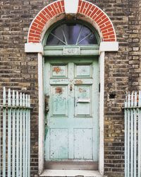 Closed door of building