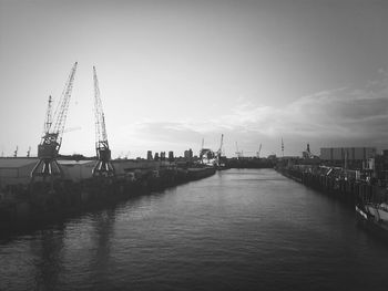 View of harbor against sky