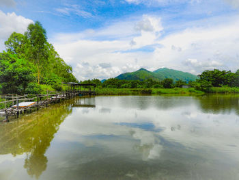 Scenic view of lake against sky