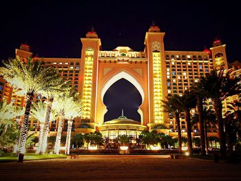 Illuminated building at night