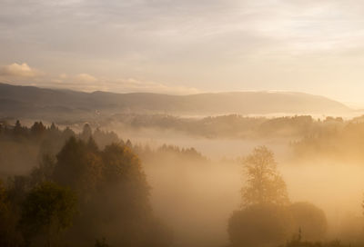 Scenic view of landscape against sky during sunset