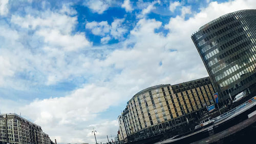Low angle view of skyscrapers against sky
