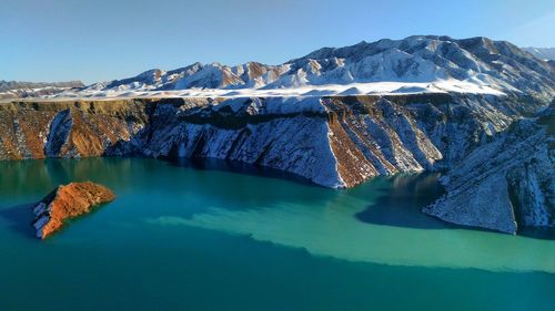 Reflection of mountain in lake against sky