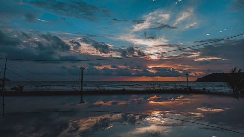 Scenic view of sea against sky at sunset