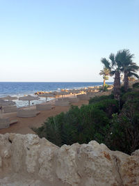 Scenic view of sea against clear sky