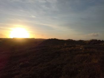 Scenic view of field against sky during sunset