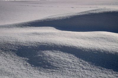 High angle view of snow covered land