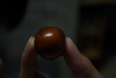 Close-up of hand holding apple