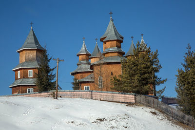 Cathedral against clear sky during winter